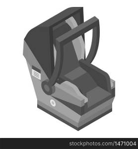 Gray child car seat icon. Isometric of gray child car seat vector icon for web design isolated on white background. Gray child car seat icon, isometric style