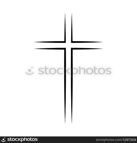 Gray Christian cross icon. Simple Christian cross
