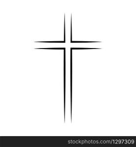 Gray Christian cross icon. Simple Christian cross