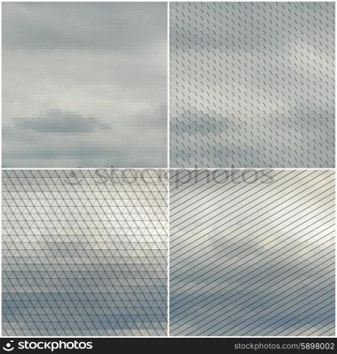 Gray cloudy sky. Collection of abstract multicolored backgrounds. Natural geometrical patterns. Triangular and hexagonal style vector illustration. Gray cloudy sky. Collection of abstract multicolored backgrounds. Natural geometrical patterns. Triangular and hexagonal style vector illustration.