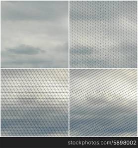 Gray cloudy sky. Collection of abstract multicolored backgrounds. Natural geometrical patterns. Triangular and hexagonal style vector illustration. Gray cloudy sky. Collection of abstract multicolored backgrounds. Natural geometrical patterns. Triangular and hexagonal style vector illustration.