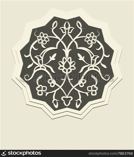 Gray Decoration with Oriental Motifs in a Star Shape