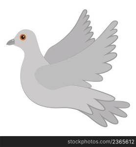 Gray dove on white background vector illustration. Bird in flight. Symbol of love peace and devotion