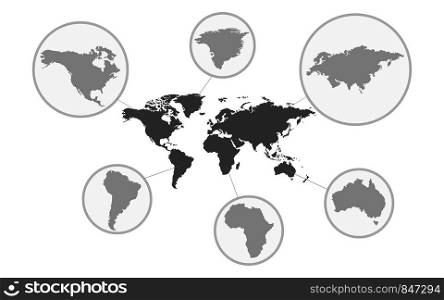 Gray Earth Map. World Map. Wold Map Vector illustration. Gray Earth Map. World Map. Wold Map Vector