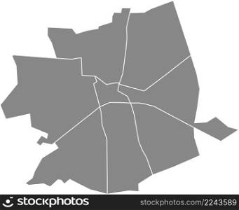 Gray flat blank vector administrative map of APELDOORN, NETHERLANDS with black border lines of its districts