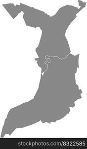 Gray flat blank vector administrative map of BREMERHAVEN, GERMANY with black border lines of its municipalities