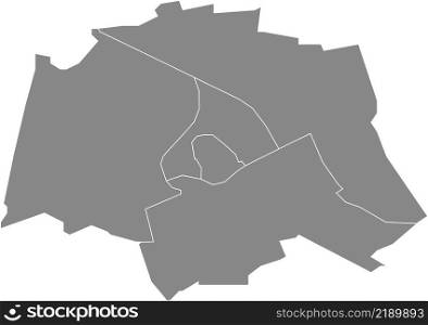 Gray flat blank vector administrative map of GRONINGEN, NETHERLANDS with black border lines of its districts