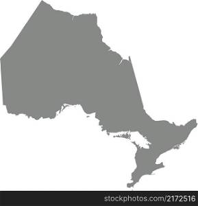 Gray flat blank vector administrative map of the Canadian province of ONTARIO, CANADA