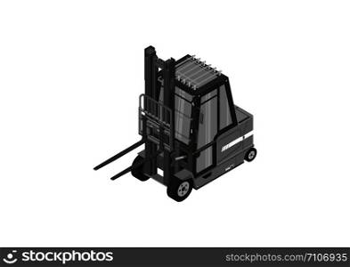 Gray forklift. Modern forklift in monochromatic colors. Isometric view. Flat vector.