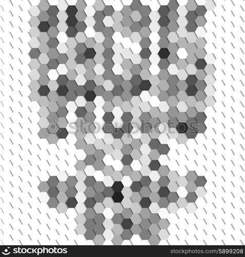 Gray geometric background, abstract hexagonal pattern vector.