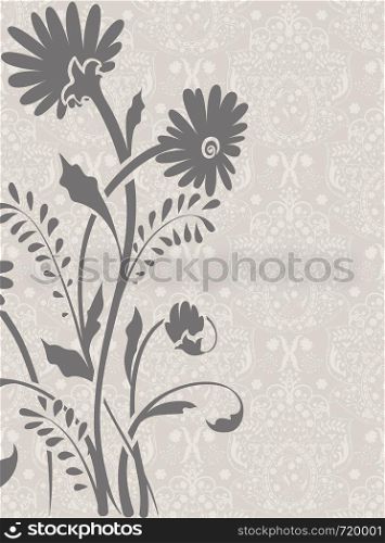 Gray illustration with floral elements