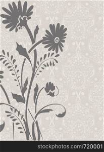 Gray illustration with floral elements