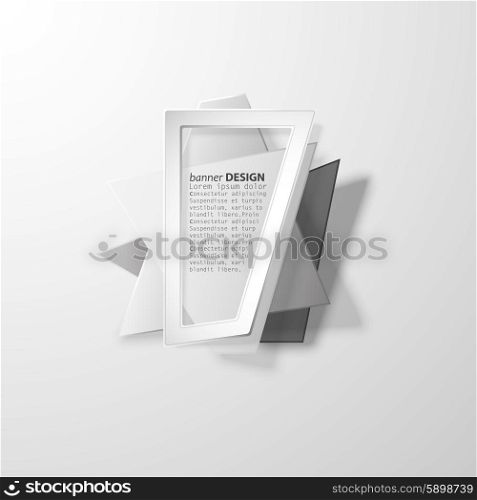 Gray infographic banner, modern abstract banner design for infographics, business design and website template, origami styled vector illustration.
