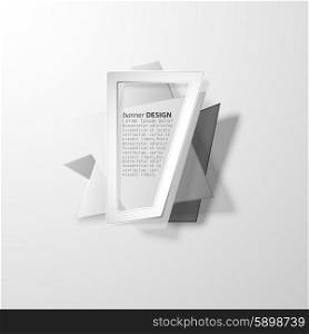 Gray infographic banner, modern abstract banner design for infographics, business design and website template, origami styled vector illustration.