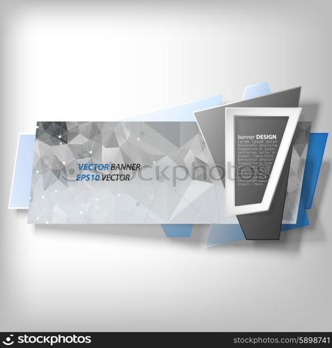 Gray Infographic banner, modern abstract banner design for infographics, business design and website template, origami styled vector illustration.