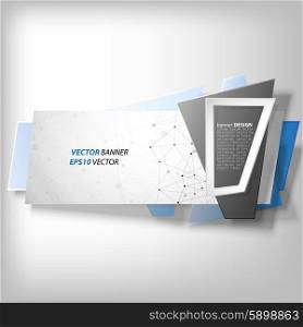 Gray Infographic banner, modern abstract banner design for infographics, business design and website template, origami styled vector illustration.