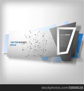Gray Infographic banner, modern abstract banner design for infographics, business design and website template, origami styled vector illustration.