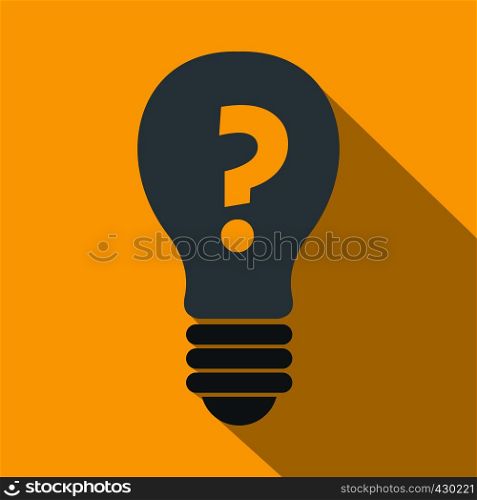 Gray light bulb with question mark inside icon. Flat illustration of gray light bulb with question mark inside vector icon for web. Gray light bulb with question mark inside icon