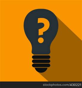 Gray light bulb with question mark inside icon. Flat illustration of gray light bulb with question mark inside vector icon for web. Gray light bulb with question mark inside icon