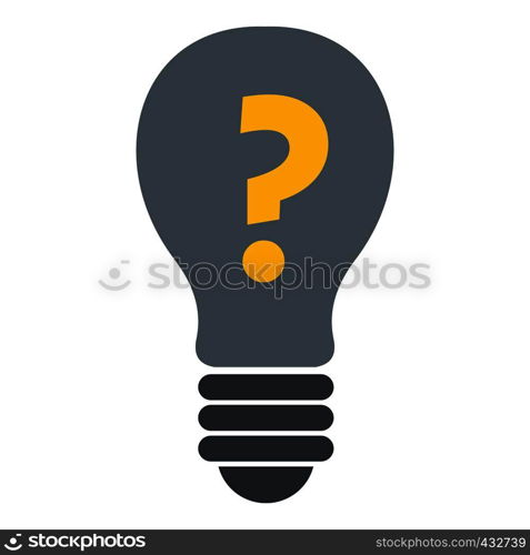 Gray light bulb with question mark inside icon flat isolated on white background vector illustration. Gray light bulb with question mark inside icon