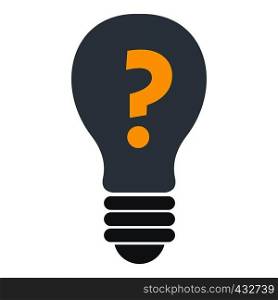 Gray light bulb with question mark inside icon flat isolated on white background vector illustration. Gray light bulb with question mark inside icon