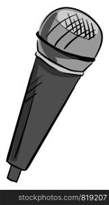 Gray microphone, illustration, vector on white background.