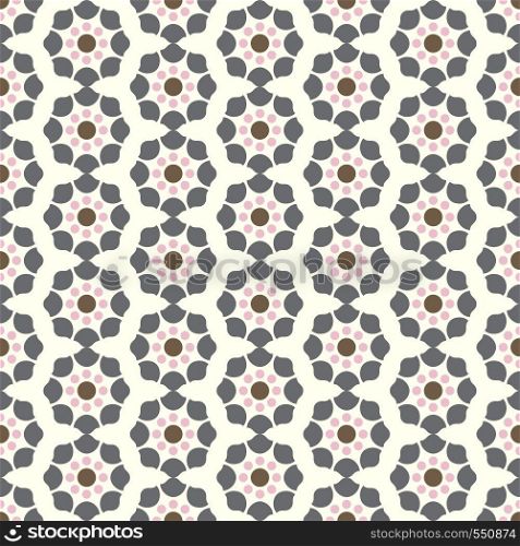 Gray modern and vintage flower pattern on pastel background. Retro blossom seamless pattern for classic or graphic design.