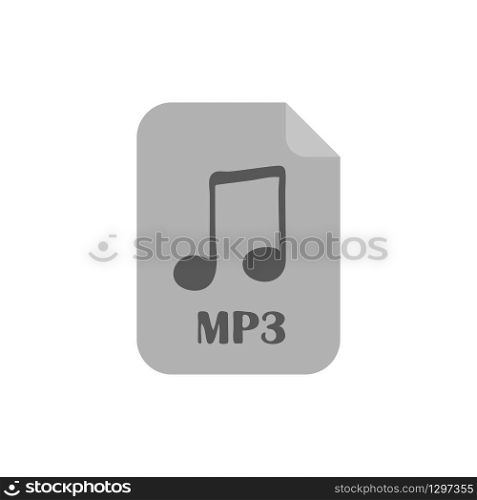 Gray mp3 file icon on white back. Gray mp3 file icon on white