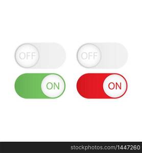 Gray Off green and red On radio switch button with shadows on a white background. Elements templates for website design.