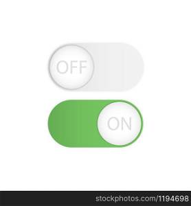 Gray Off Green On radio switch button with shadows on a white background. Elements templates for website design.
