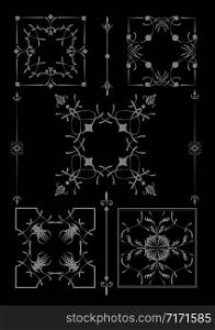 Gray ornament on black background. Can be used as invitation card. Vector illustration