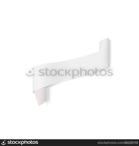 Gray paper banner, vector ribbon with shadow isolated on white.