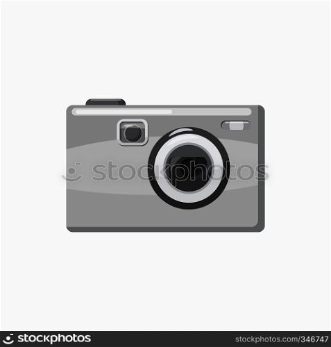 Gray photo camera icon in cartoon style isolated on white background. Photo camera icon, cartoon style
