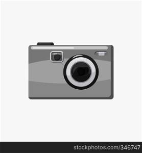 Gray photo camera icon in cartoon style isolated on white background. Photo camera icon, cartoon style