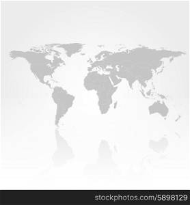 Gray Political World Map with shadow background vector illustration. Gray Political World Map Vector