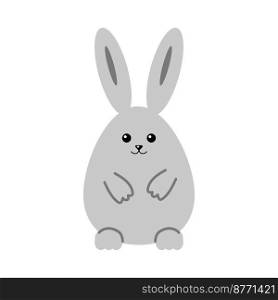 Gray rabbit, vector. Gray cartoon rabbit on a white background.