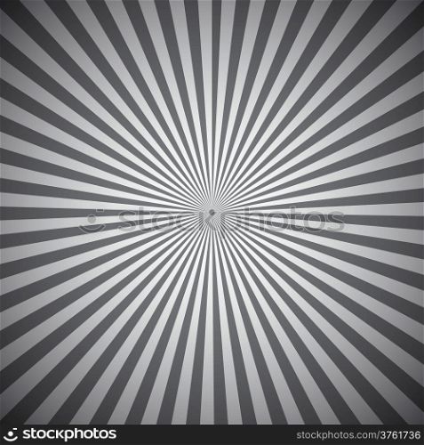 Gray radial rays abstract background, vector illustration