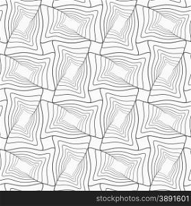 Gray seamless geometrical pattern. Simple monochrome texture. Abstract background.Slim gray striped wavy rectangles with offset twist.