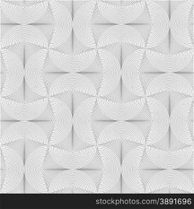 Gray seamless geometrical pattern. Simple monochrome texture. Abstract background.Slim gray striped semi circles with neck.