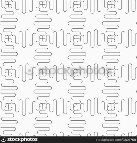 Gray seamless geometrical pattern. Simple monochrome texture. Abstract background.Slim gray waves forming square grid.