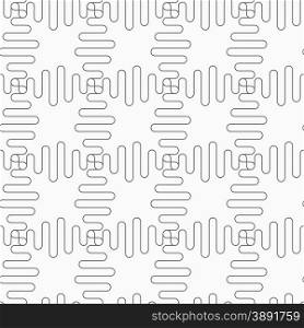 Gray seamless geometrical pattern. Simple monochrome texture. Abstract background.Slim gray waves forming square grid.