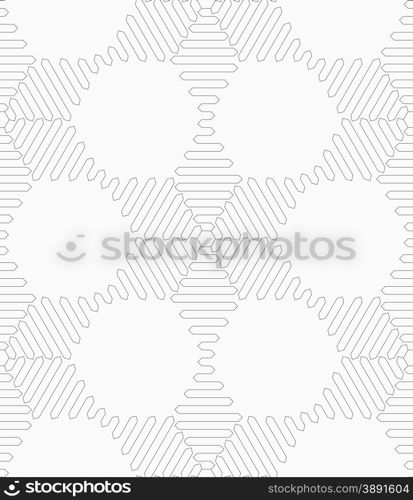 Gray seamless geometrical pattern. Simple monochrome texture. Abstract background.Slim gray wavy diamonds forming stars.