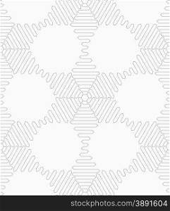Gray seamless geometrical pattern. Simple monochrome texture. Abstract background.Slim gray wavy diamonds forming stars.