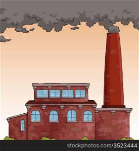 Gray smoke from a pipe factory vector illustration