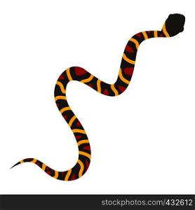 Gray snake with yellow stripes and red spots icon flat isolated on white background vector illustration. Gray snake with yellow stripes and red spots icon