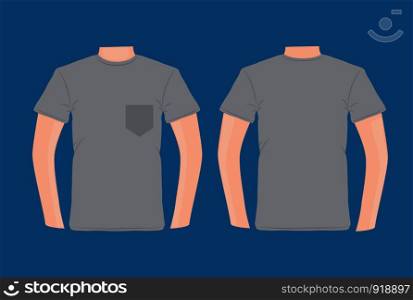 Gray t shirt for template on model, vector.