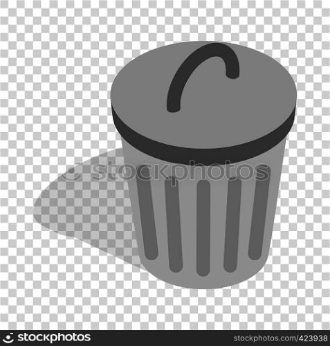 Gray trash can isometric icon 3d on a transparent background vector illustration. Gray trash can isometric icon