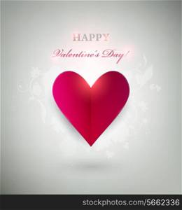 Gray Valentine`s day Background With Bright Red Heart