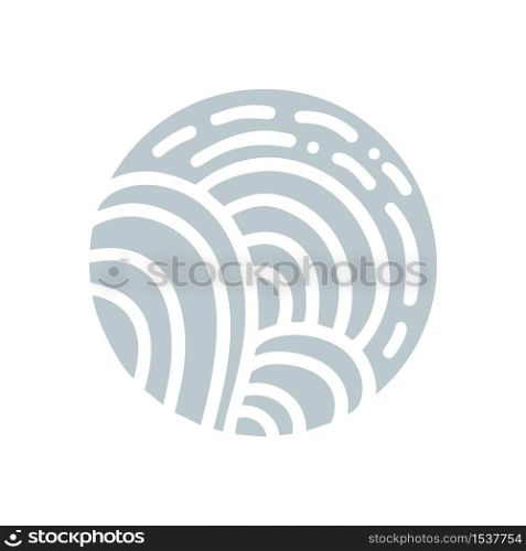 Gray Vector Organic logo. Round Nature Farmer products emblem. Abstract road and sun or trees in a circle.. Gray Vector Organic logo. Round Nature Farmer products emblem. Abstract road and sun or trees in a circle