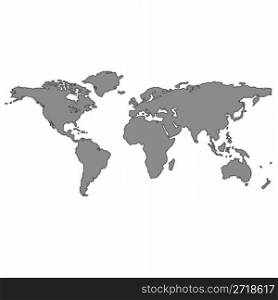 gray world map, vector art illustration